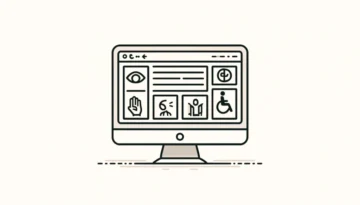 DALL·E 2024-04-27 11.08.44 - A minimalist illustration focusing on web accessibility. The image features a simple line drawing of a computer screen displaying a webpage with acces