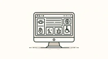 DALL·E 2024-04-27 11.08.44 - A minimalist illustration focusing on web accessibility. The image features a simple line drawing of a computer screen displaying a webpage with acces